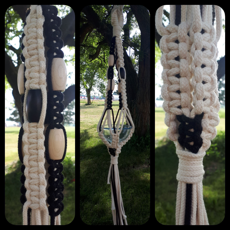 Black and Wood Beaded Hanger - Single