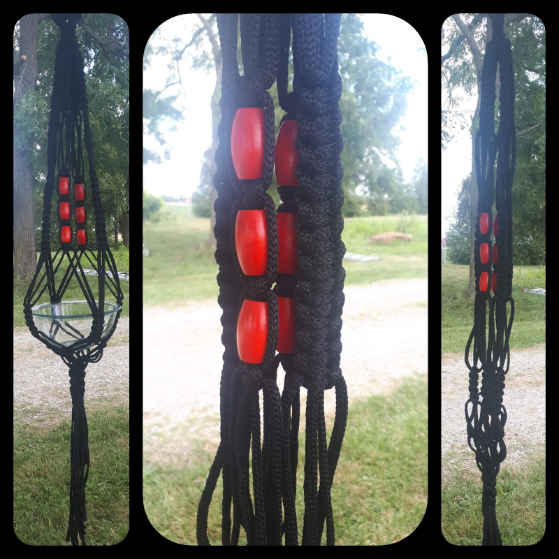 Black Hanger with Red Beads - Single