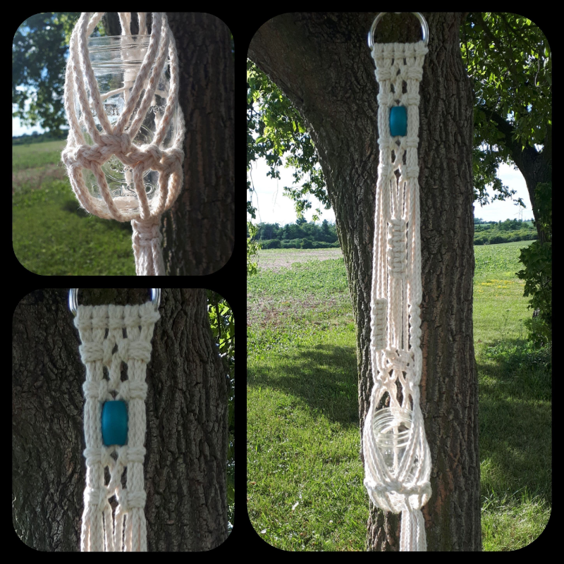 Blue Beaded Hanger - Single Mason Jar