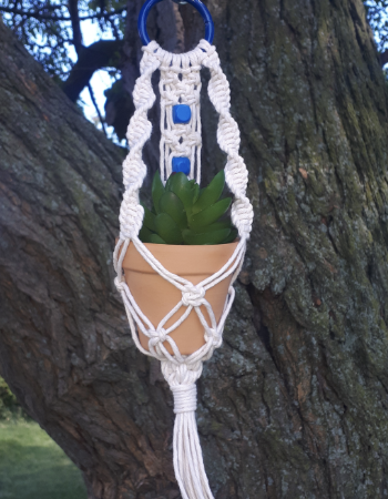 Cobalt Beaded White Hanger - Mini