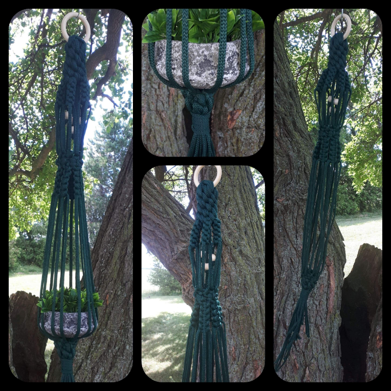 Dark Green Hanger with Wood Beads - Single