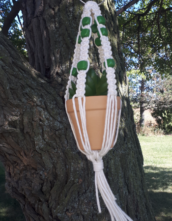 Green Beaded White Hanger - Mini