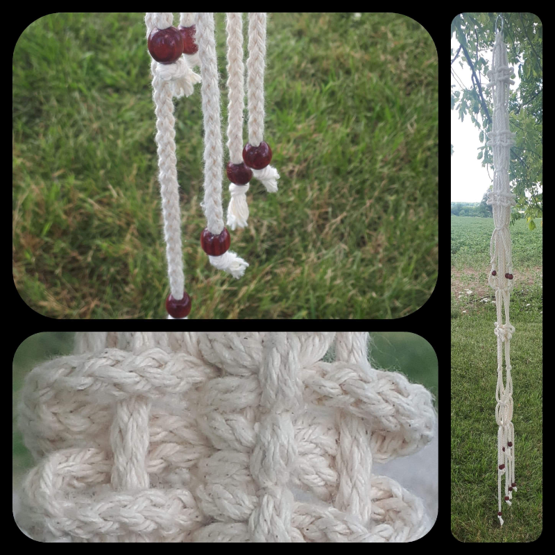 White Hanger with Red/Brown Beads - Double